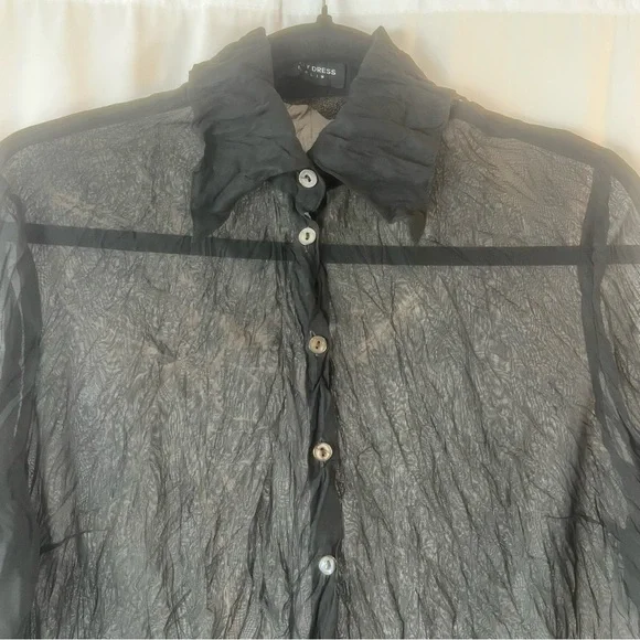 Vintage Blacky dress Berlin sleeved semi-sheer top. Black with Floral Design 8 - Picture 4 of 16